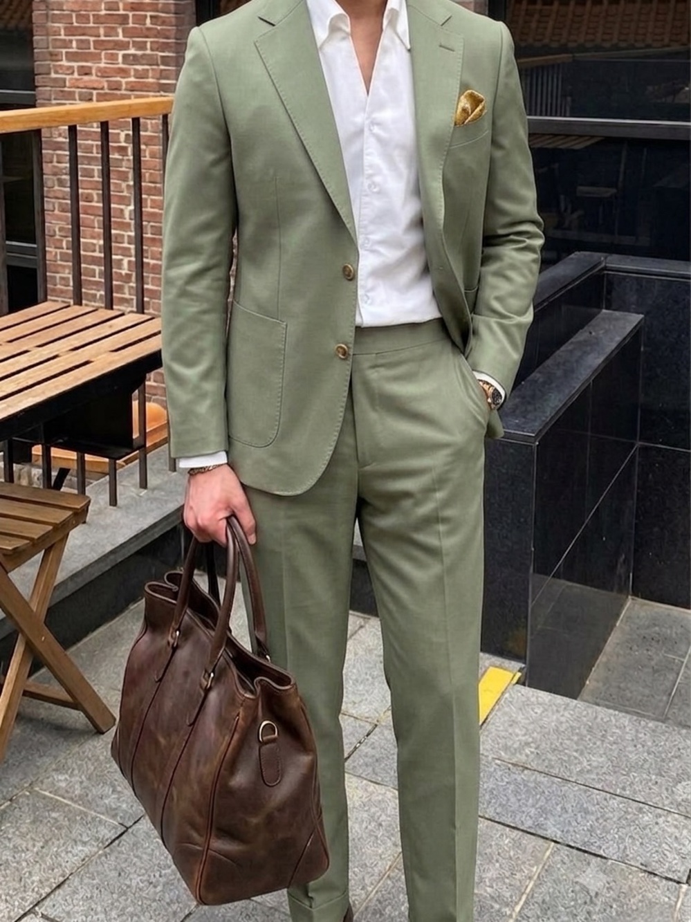 RW&Co. Tailored Fit Two-Piece Suit - Sage / Olive Green - Summer Wedding
